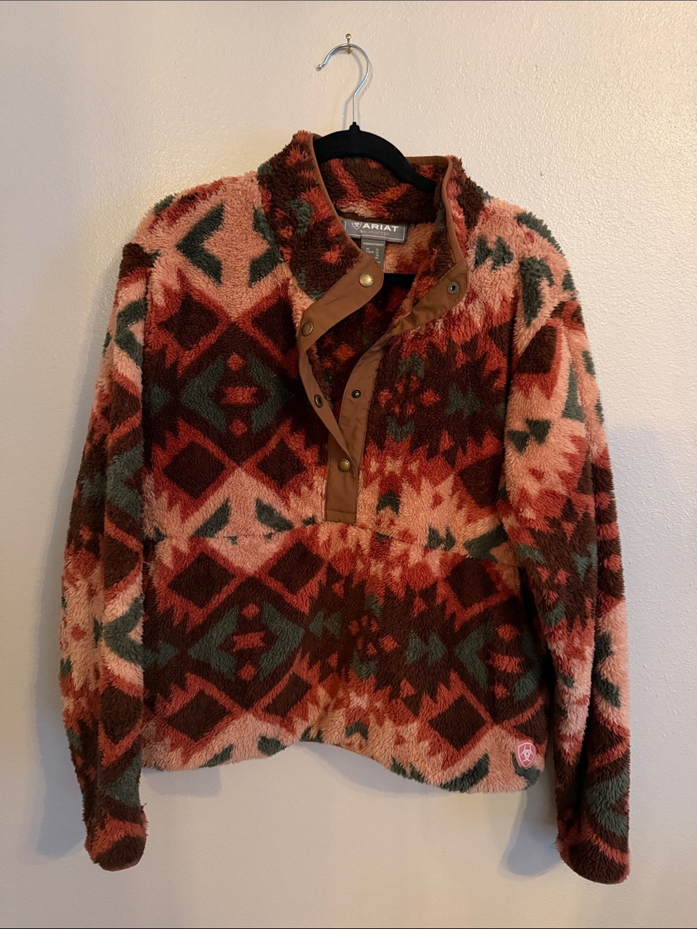 Ariat Pink, Rust & Green Patterned Fleece Pullover